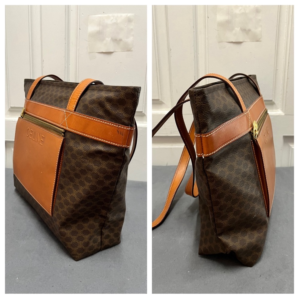 Authentic Celine Brown Monogram Leather Shoulder … - image 8